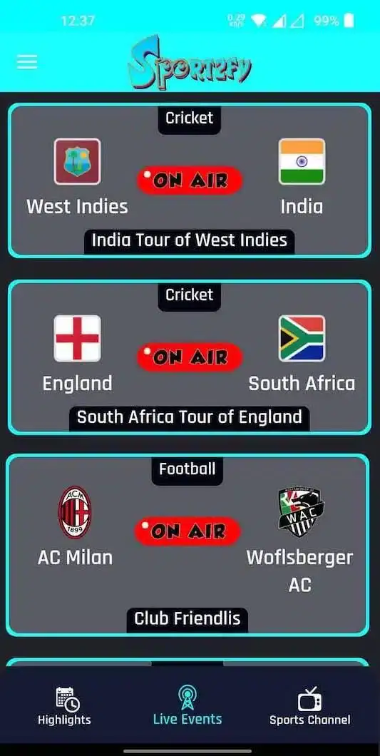 تحميل تطبيق Sportzfy Tv مهكر APK للأندرويد 2026 أخر إصدار مجانًا
