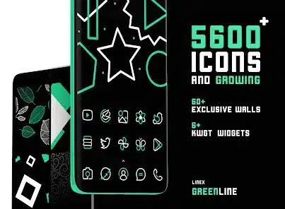 تحميل تطبيق GreenLine Icon Pack LineX مهكر APK للأندرويد 2026 أخر إصدار مجانًا