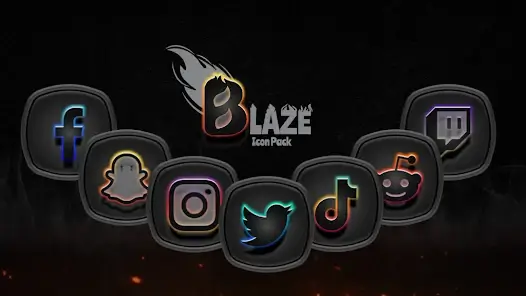 تحميل تطبيق Blaze Dark Icon Pack مهكر APK للأندرويد 2026 أخر إصدار مجانًا