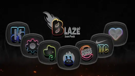 تحميل تطبيق Blaze Dark Icon Pack مهكر APK للأندرويد 2026 أخر إصدار مجانًا