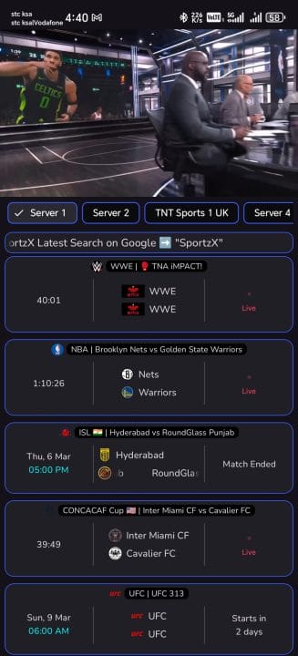 تحميل تطبيق SportzX Live TV مهكر APK للأندرويد 2026 أخر إصدار مجانًا تحميل تطبيق SportzX Live TV مهكر APK للأندرويد 2026 أخر إصدار مجانًا