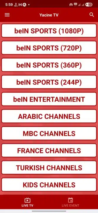 تحميل تطبيق ياسين تيفي Yacine TV مهكر Apk بدون اعلانات للاندرويد أخر إصدار 2026 مجانا تحميل تطبيق ياسين تيفي Yacine TV مهكر Apk بدون اعلانات للاندرويد أخر إصدار 2026 مجانا