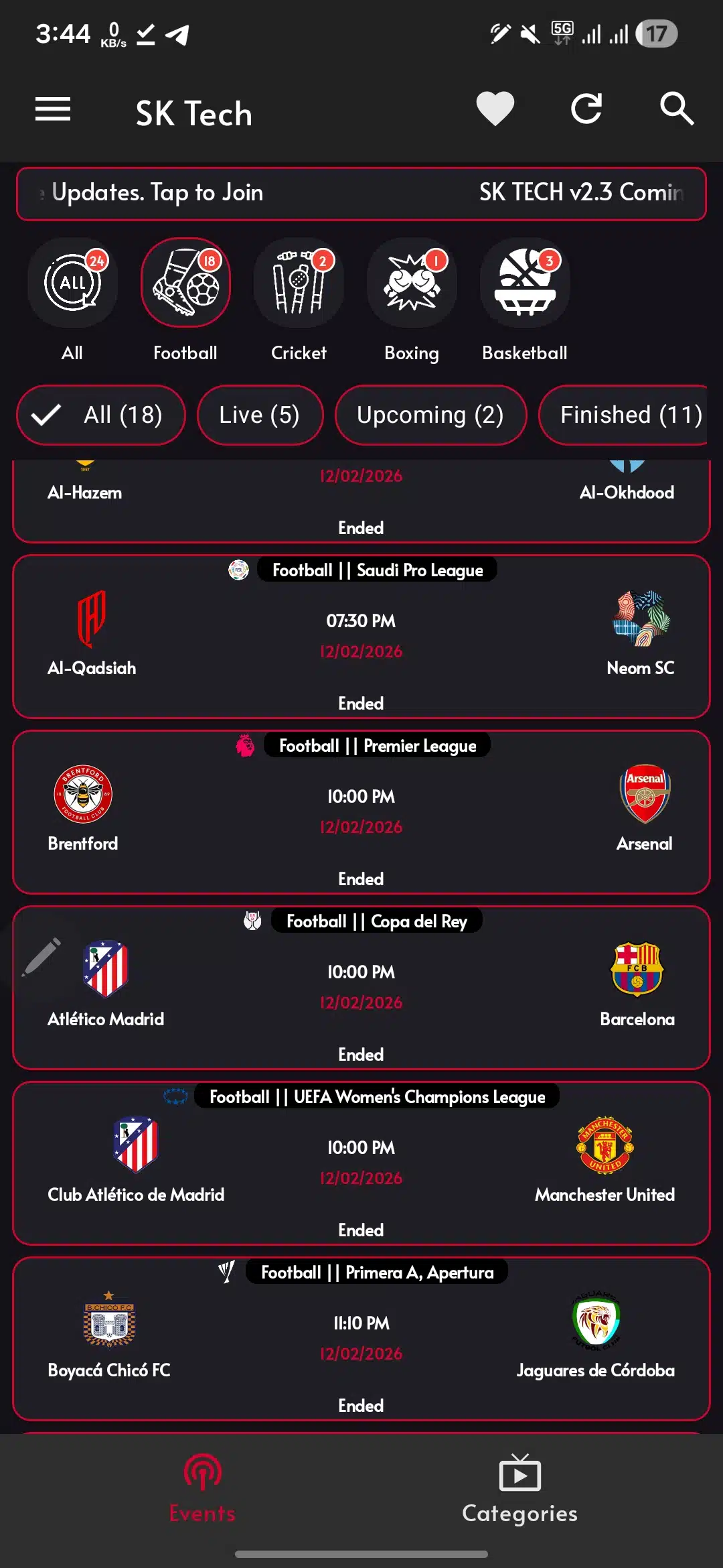 تحميل تطبيق SK Tech مهكر Apk للمباريات والقنوات للندرويد أخر إصدار 2026 مجانا تحميل تطبيق SK Tech مهكر Apk للمباريات والقنوات للندرويد أخر إصدار 2026 مجانا